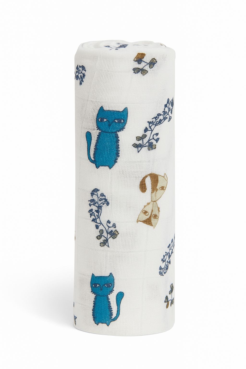 Kedi Desenli Müslin Bebek Battaniyesi - %100 Pamuk