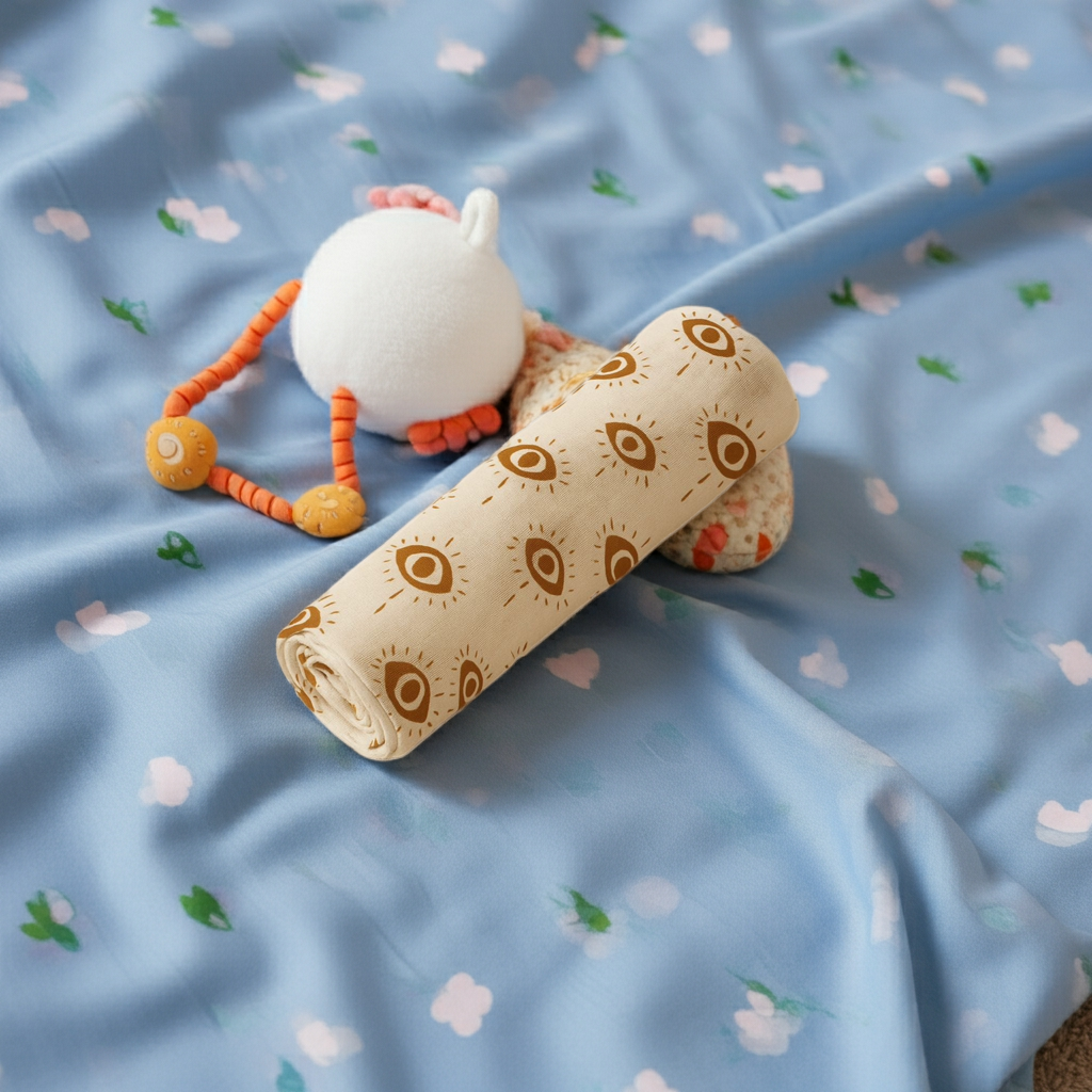 Melek Gözü Müslin Bebek Battaniyesi - %100 Pamuk